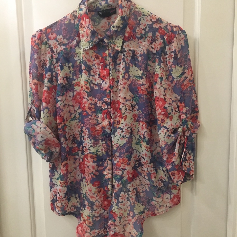 Sheer floral shirt